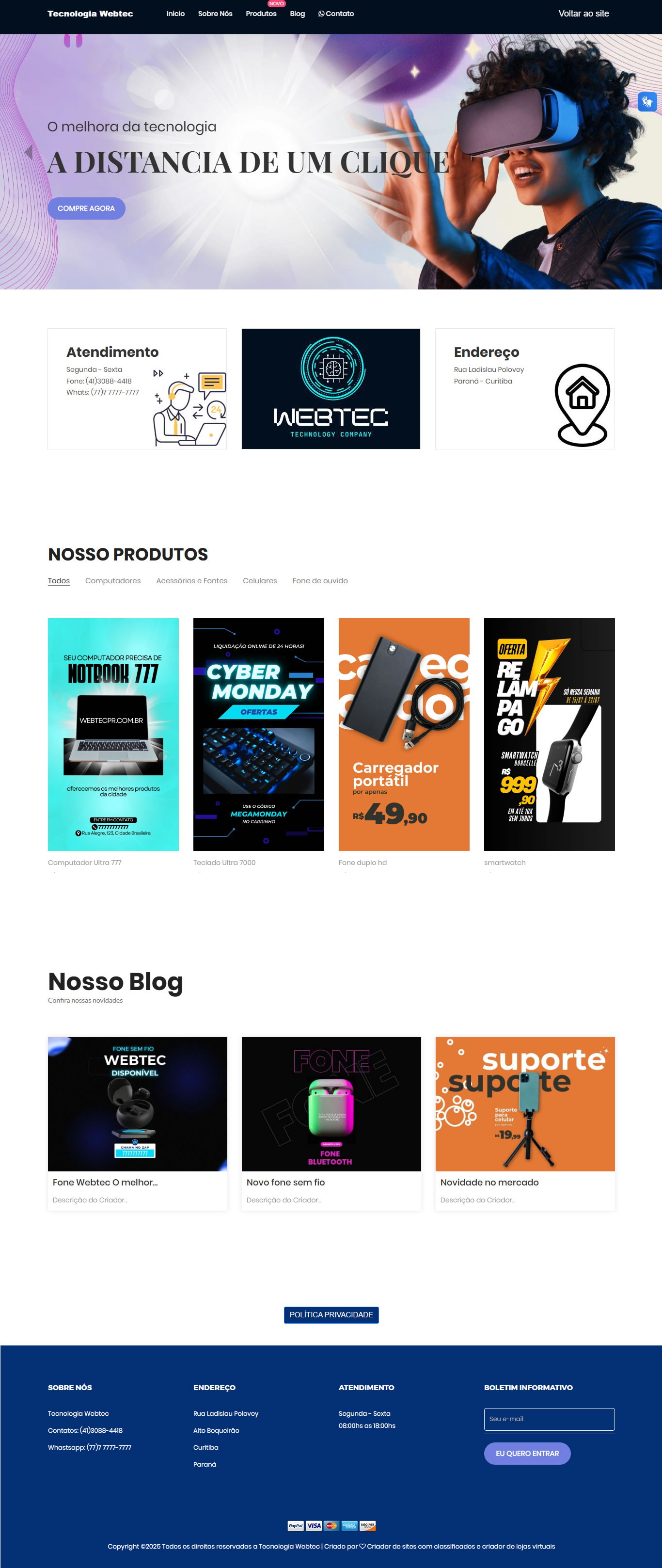 Criação de sites em 2 minutos