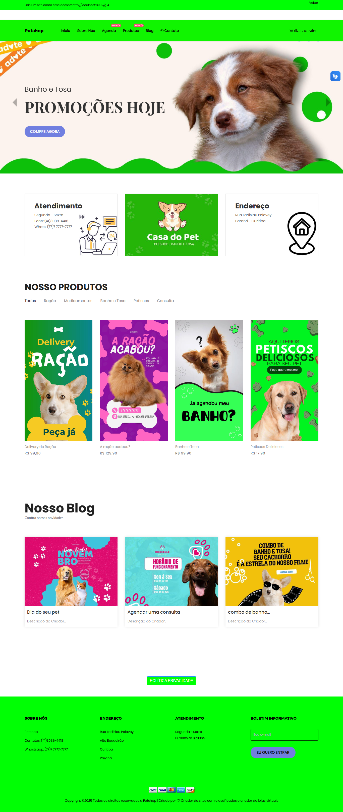 Criação de sites em 2 minutos